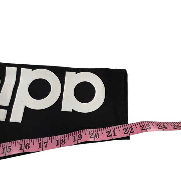 Adidas Ankle Leggings Womens Black M Climalite Low Rise Stretch Logo Script - Picture 7 of 8